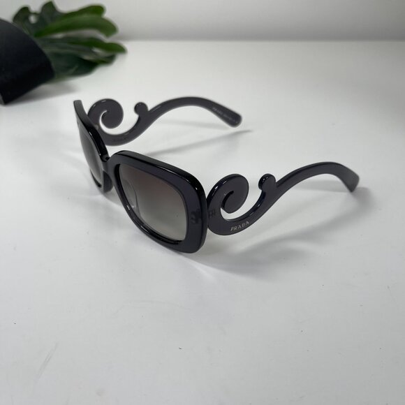 Prada Women's Black Big Designer Baroque Swirl Round Sunglasses - Picture 1 of 10